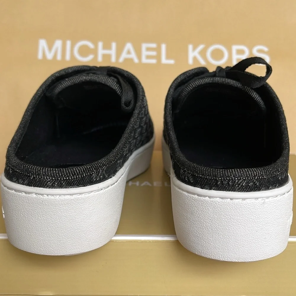 Michael Kors POPPY SLIDE SNEAKER MK DEBOSSED WASHED DENIM 49T4POFP3D Platforms